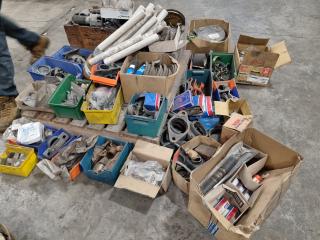 Pallet of Assorted Industrial Parts, Bearings, Clamps, Belts, & More