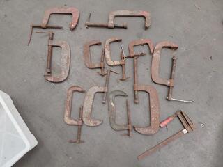 Assorted C Clamps and F Clamp Lot