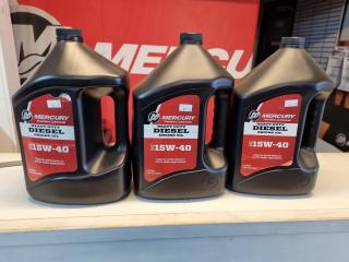 Mercury SAE 15W-40 Diesrl Engine Oil, 3x 4L Bottles, New