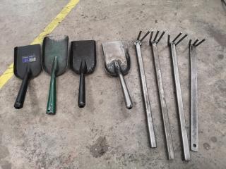 4x Standard Workshop Hand Shovels + 4x Custom Steel Rakes