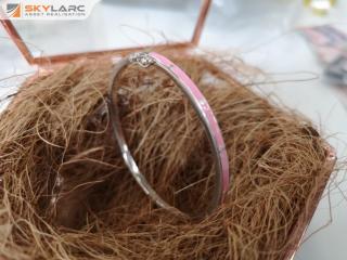 Kristen Ash Sterling Silver Pink Flower Bangle Bracelet