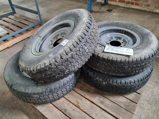 4x Firestone Steel ASR Tyres w/ Wheels, 225/75 R15LT