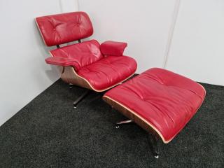 Eames Style Lounge Chair and Ottoman  - Leather