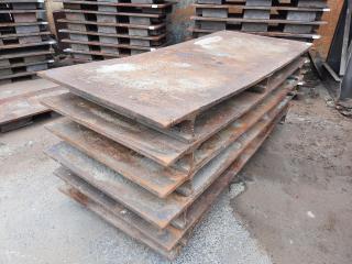 Stack of 6 Heavy Duty Industrial Steel Plate Pallets