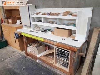 Workshop Bench with Vise and Contents