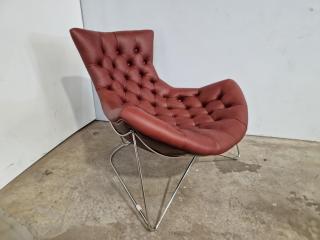 Sessel Style Curved Lounge Chair - Leather