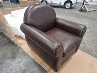 Brown Leather Club Armchair