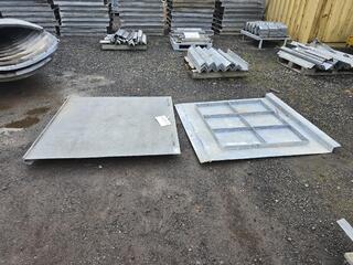 Galvanized Trench Cover Plates 1.34m x 1.34m Hinged Gusseted