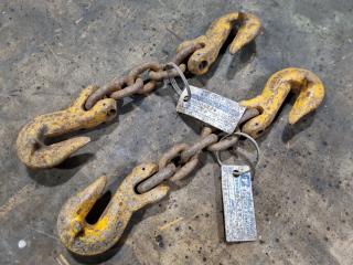 2x Short Lifting Chain Assemblies, 3200kg Capacity