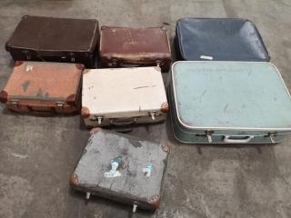 7x Assorted Vintage Antique Luggage Cases + Disabled Soldiers Products Case