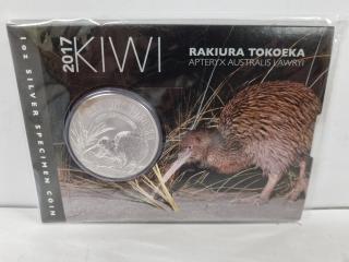 2017 Silver Specimen Kiwi Coin Rakiura Tokoeka