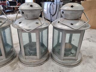 5x Metal Lantern Style Candle Holders