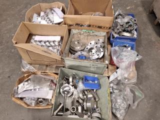 Pallet of Assorted Stainless Steel Clamps, Fasteners, Connectors