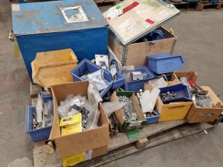 Pallet of Assorted Fastening Hardware & Parts Storage Bins
