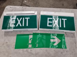 2x Legrand LED Exit Signs, Double Sided, Battery Backup