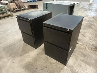Black Metal Two Drawer Filing Cabinets