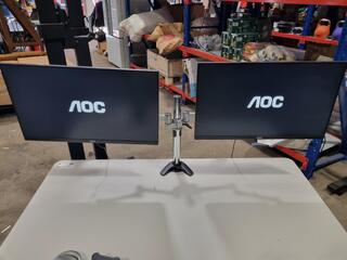 2x AOC 24" Full HD IPS Monitors w/ Dual Mount Desk Stand