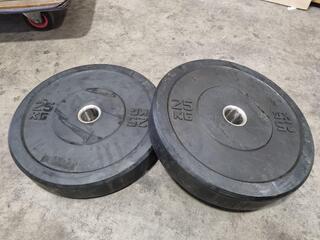 2x 25kg Black Bumper Weight Plates by XLR8
