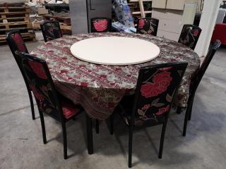 Large 1800mm Diameter Round Restaunt Table w/ 8x Chairs