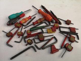 36x Assorted Torx Drivers, Torx & Hex Keys & More