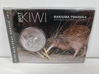 2017 Silver Specimen Kiwi Coin Rakiura Tokoeka