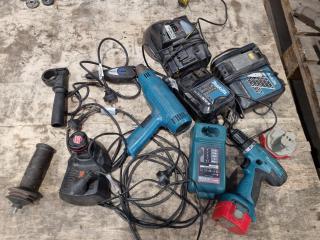 Assorted Used Corded & Cordless Powwer Tools & Chargers