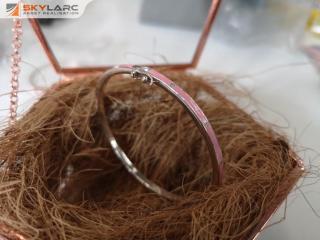 Kristen Ash Sterling Silver Pink Flower Bangle Bracelet