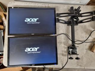 2x Acer 22" LCD Full HD Monitors w/ Dual Monitor Desk Stand