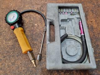 2x Air Tools, Tyre Pressure Gauge/Filler & Mini Die Grinder