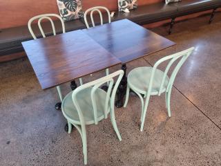 2 x Cafe Tables and 4 x Chairs