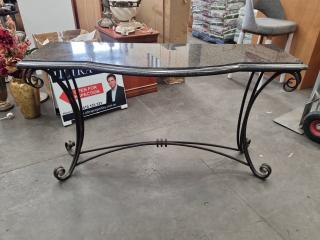 Black Stone & Wrought Iron-like Stylish Hall Table