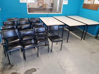 3x Standard Tables w/ 14x Stacking Chairs