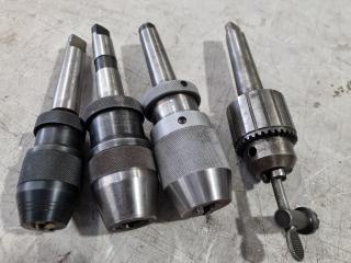 4x Keyed & Keyless Drill Chucks w/ Morse Taper No.3 Shanks