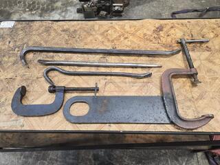 Assorted Metal Clamps and Pry Bars