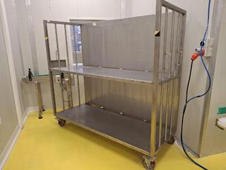 Stainless Steel Trolley with Two Shelves and Castor Wheels
