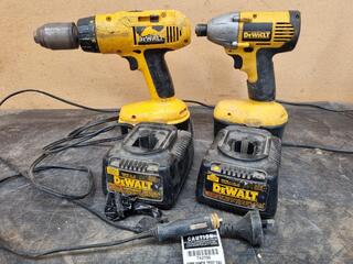 2x DeWalt Cordless 18V Drills w/ Chargers & Batteries