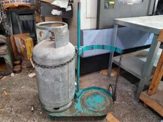 Dual Bay Welding Gas Bottle Trolley w/ Gas Bottle