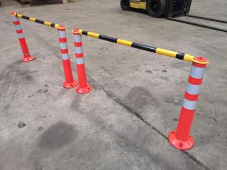 4x Worksite Safety Pylons w/ 2x Safety Rails