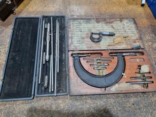 Vintage Inside & Outside Micrometer Sets by Starrett & Others