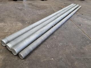 4x Galvanized Threaded Rods, 1000mm lengths