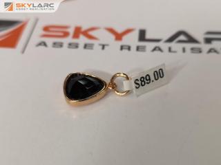 Tiny Triangle Gem Black Onyx Pendant | 18k Rose Gold Plated | KIRSTIN ASH