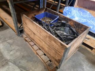 Crate of Used Bearing Grease Distributor Blocks and Fittings