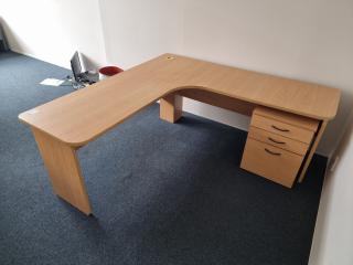 Office L-Shaped Workstation Desk & Mobile Unit 