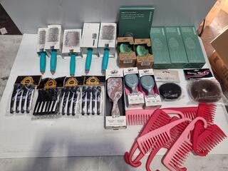 Assorted Hair Combs, Brushes by Moroccan Oil, Davroe, & More