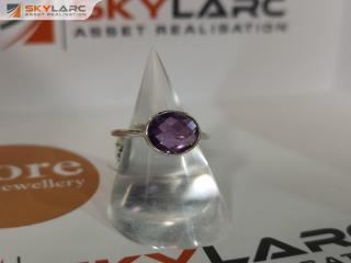 Faceted Oval Gemstone Ring | Amethyst