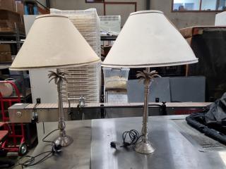 2x Aluminium Pineapple Themed Table Lamps w/ Shades