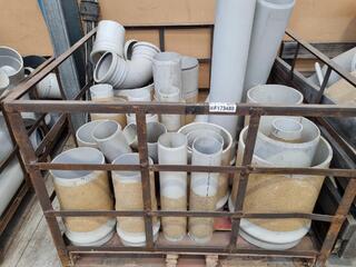 Assorted PVC Pipe Connectors, Fittings, w/ Steel Crate