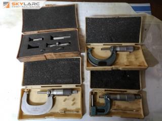 3x Mitutoyo Micrometers + 1x Outside Micrometer