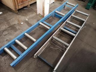 2x Industrial Roller Conveyor Sections