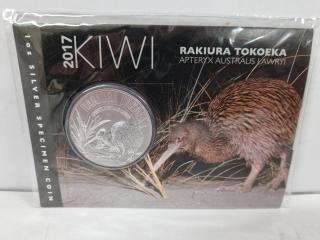 2017 Silver Specimen Kiwi Coin Rakiura Tokoeka